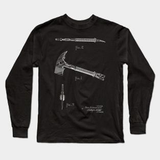 combination fireman’s ax and wrecking tool Vintage Patent Hand Drawing Long Sleeve T-Shirt
